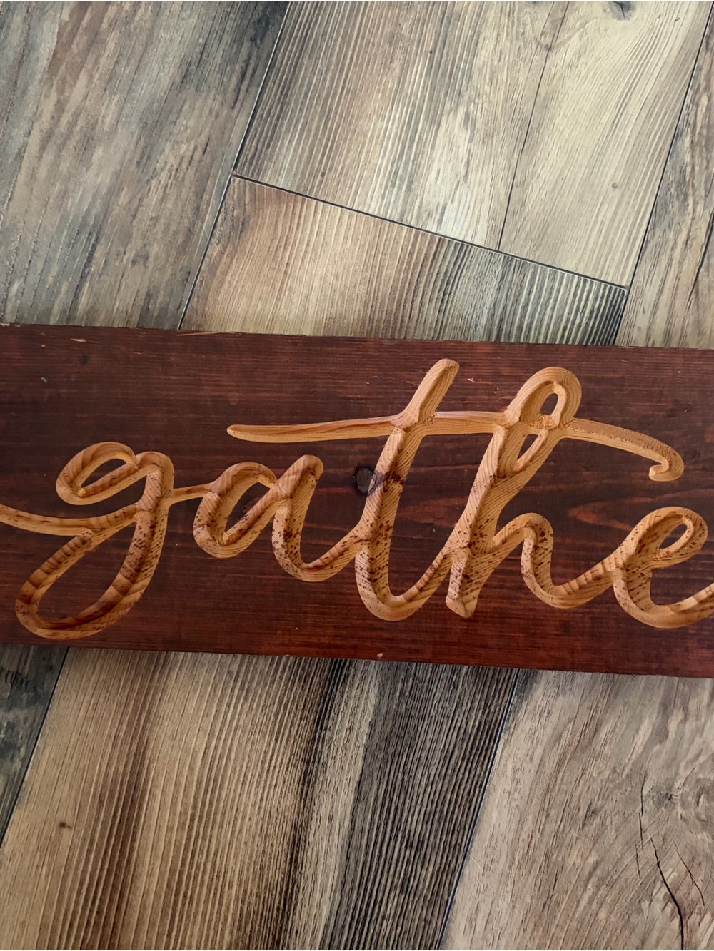Rustic 'gather' Wood Wall Decor - Natural Brown